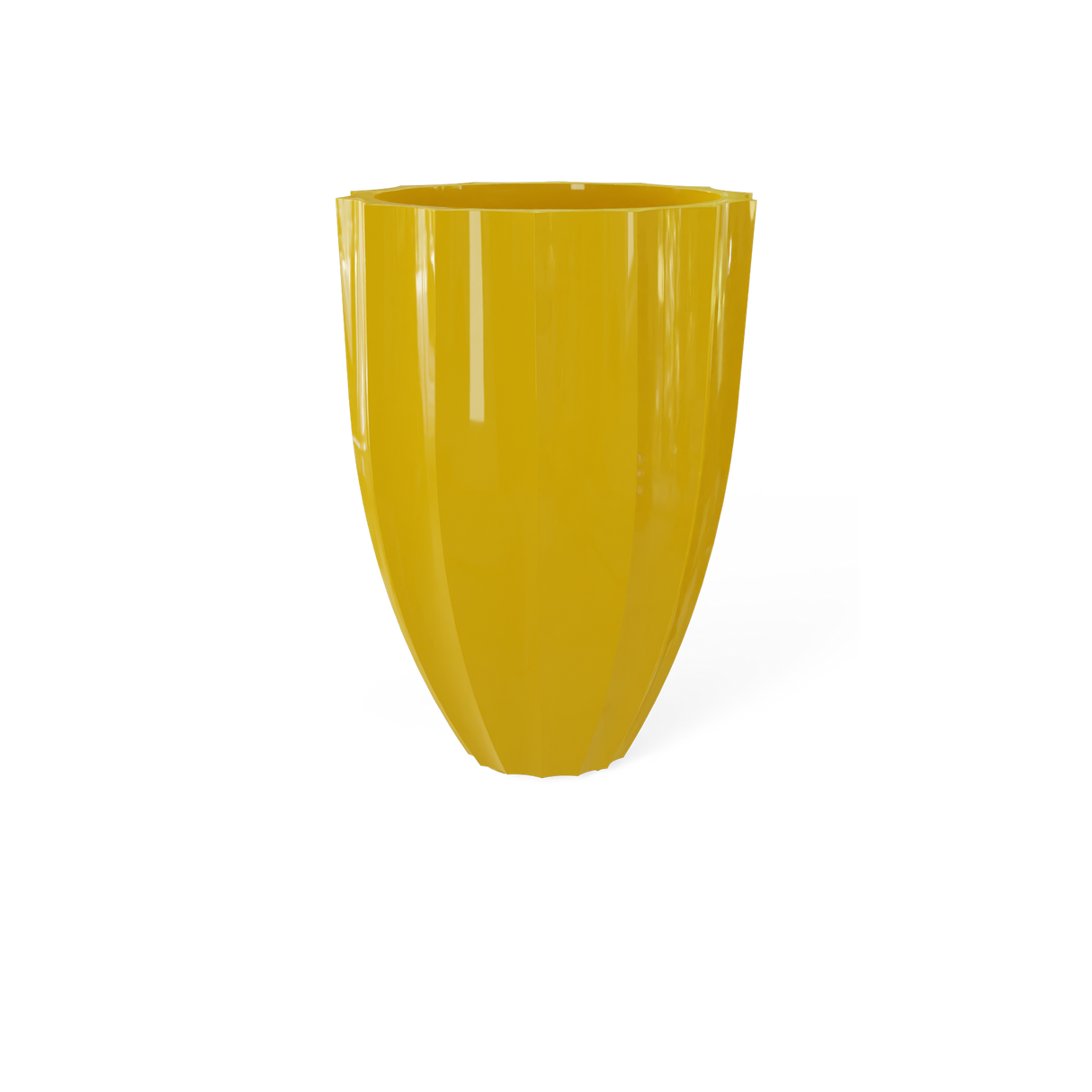 Alicante fluted fiberglass planter in Gloss Saffron