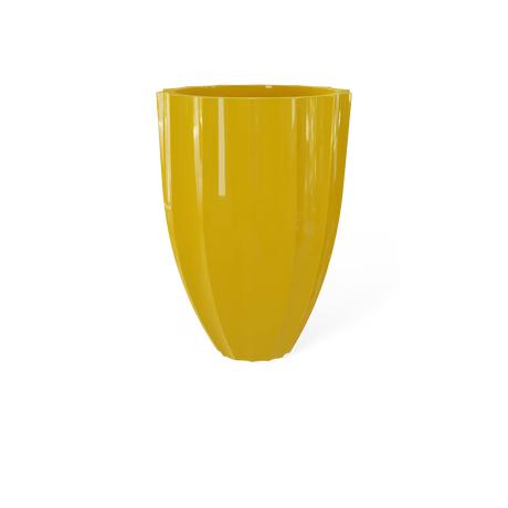 Alicante fluted fiberglass planter in Gloss Saffron