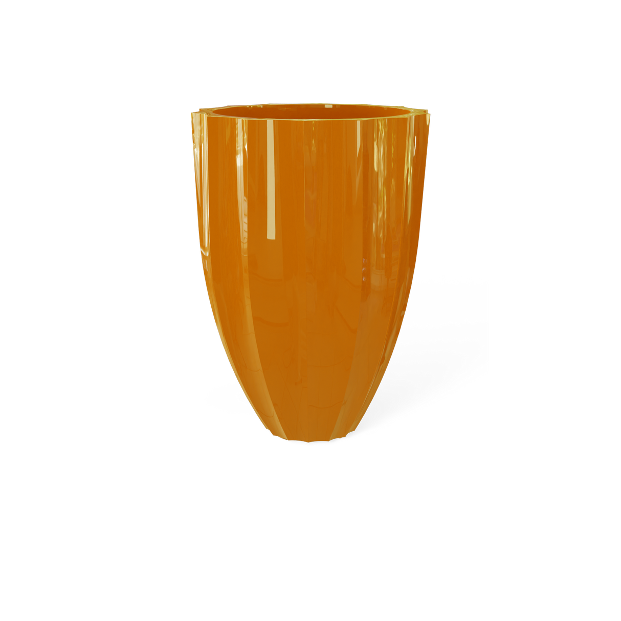 Alicante fluted fiberglass planter in Gloss Tangerine