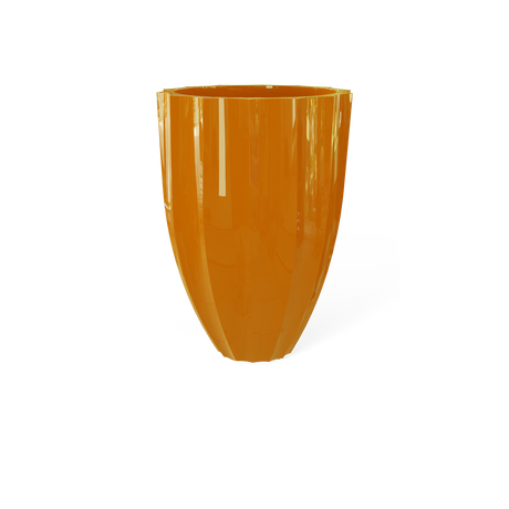 Alicante fluted fiberglass planter in Gloss Tangerine