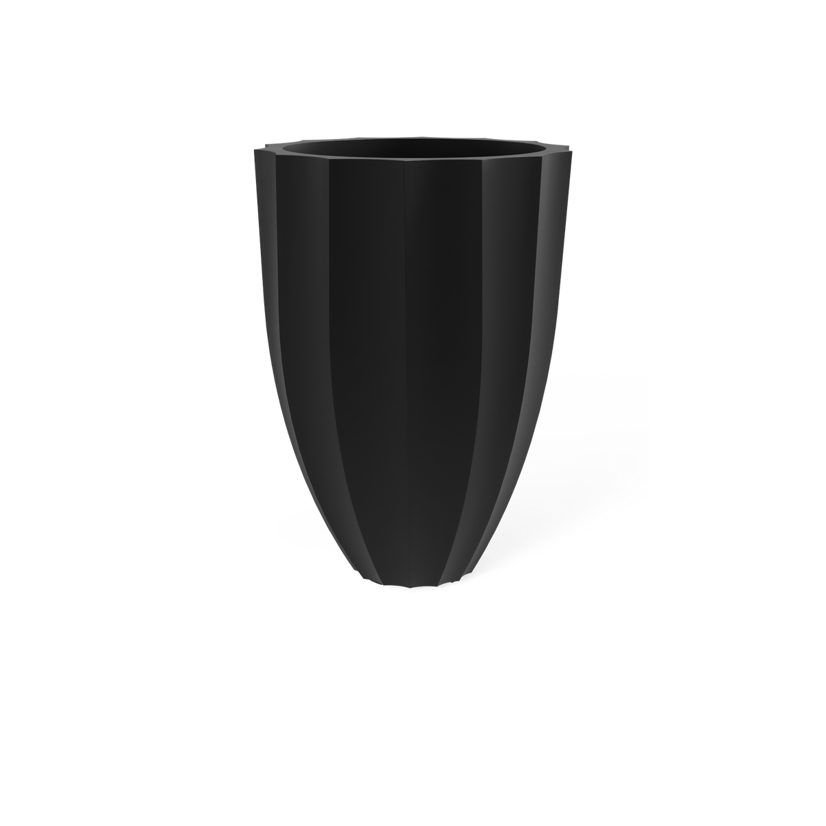 Alicante fluted fiberglass planter in Matte Black
