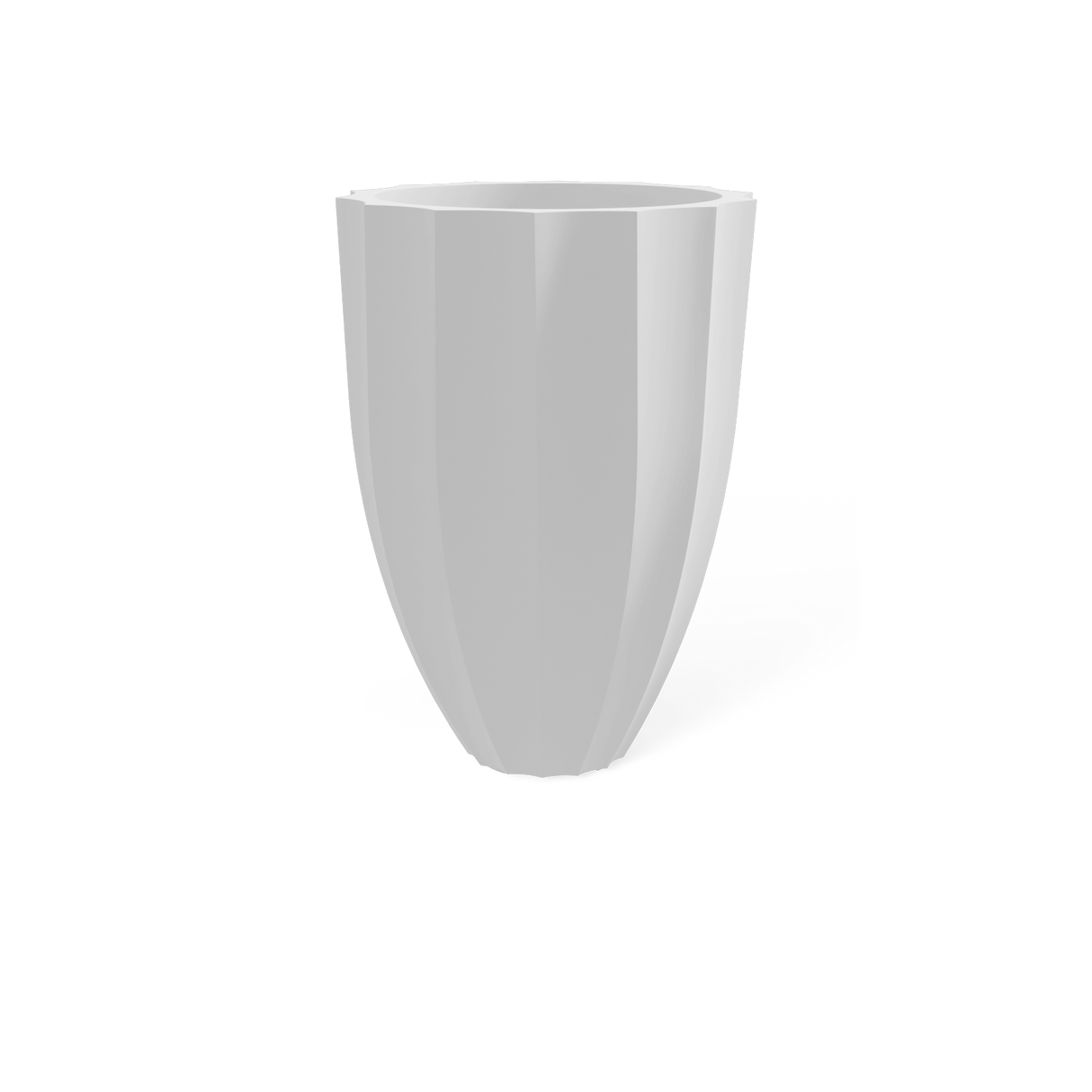 Alicante fluted fiberglass planter in Matte Bright White