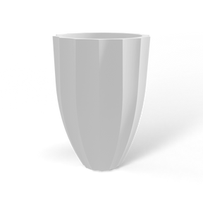 Alicante fluted fiberglass planter in Matte Bright White, studio render