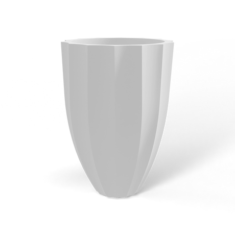 Alicante fluted fiberglass planter in Matte Bright White, studio render