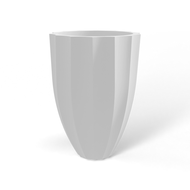 Alicante fluted fiberglass planter in Matte Bright White, studio render