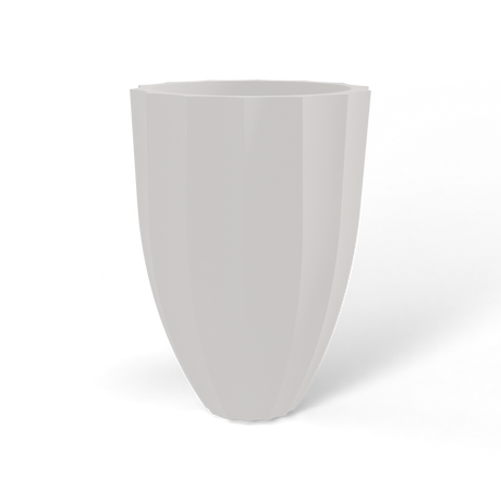 Alicante fluted fiberglass planter in Matte Cement Grey, studio render