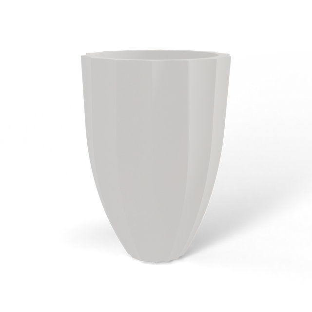 Alicante fluted fiberglass planter in Matte Cement Grey, studio render