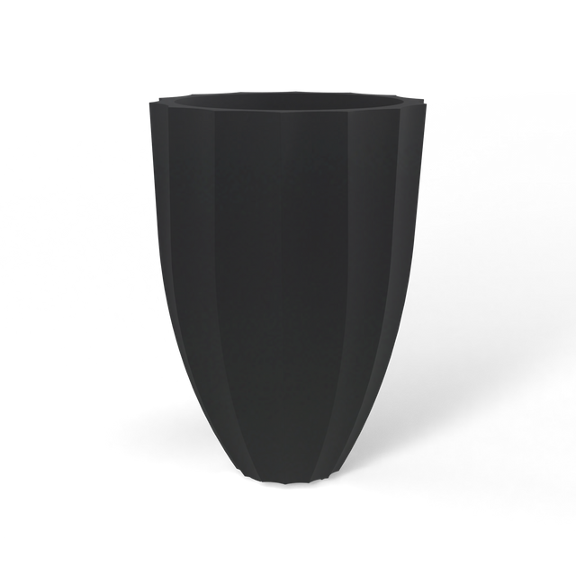Alicante fluted fiberglass planter in Matte Charcoal, studio render