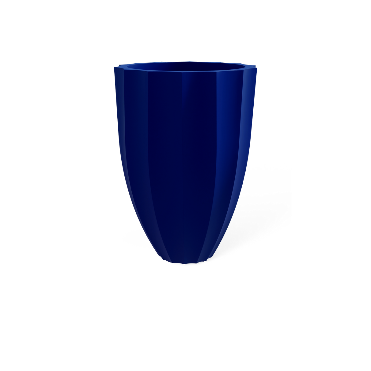 Alicante fluted fiberglass planter in Matte Cobalt Blue
