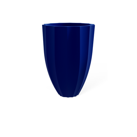 Alicante fluted fiberglass planter in Matte Cobalt Blue