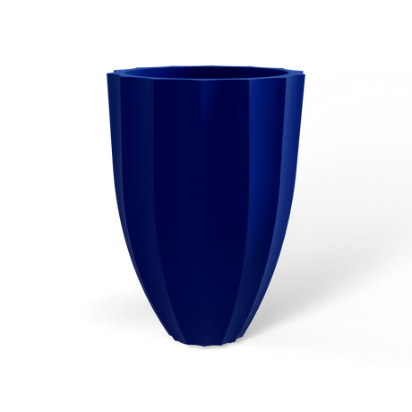 Alicante fluted fiberglass planter in Matte Cobalt Blue, studio render