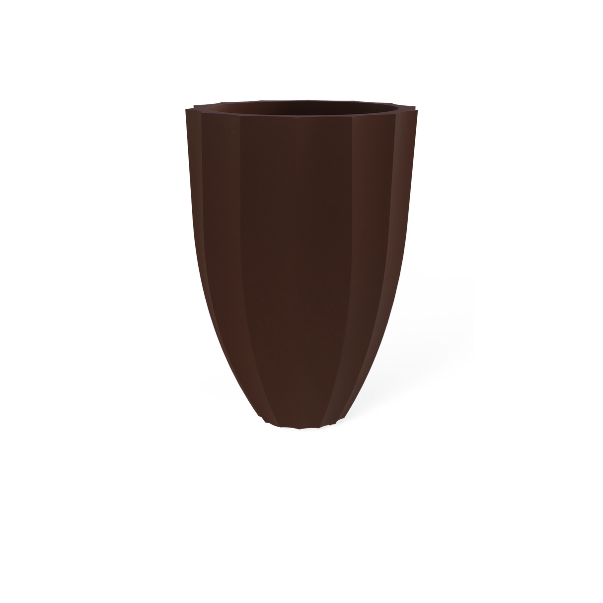 Alicante fluted fiberglass planter in Matte Dark Brown