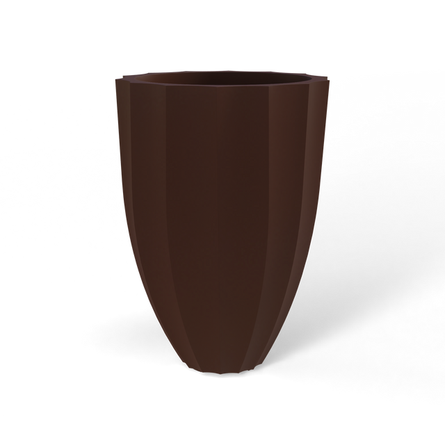 Alicante fluted fiberglass planter in Matte Dark Brown, studio render