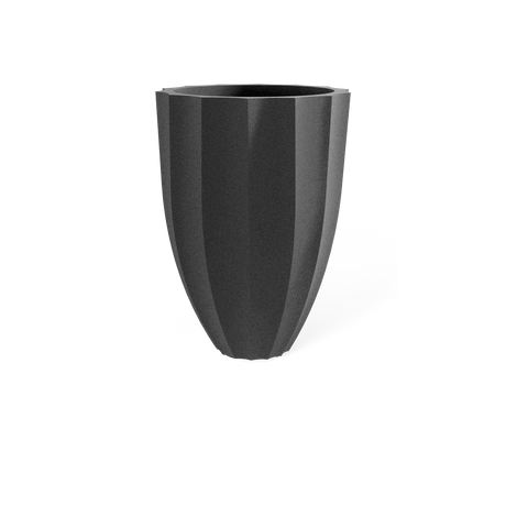 Alicante fluted fiberglass planter in Matte Gunmetal