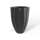 Alicante fluted fiberglass planter in Matte Gunmetal, studio render