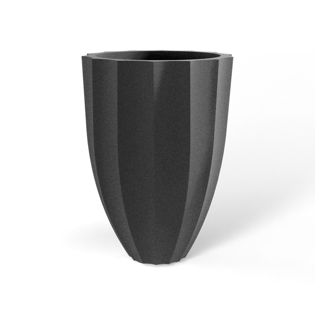 Alicante fluted fiberglass planter in Matte Gunmetal, studio render
