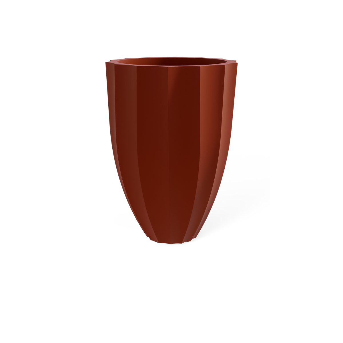 Alicante fluted fiberglass planter in Matte Terra Cotta