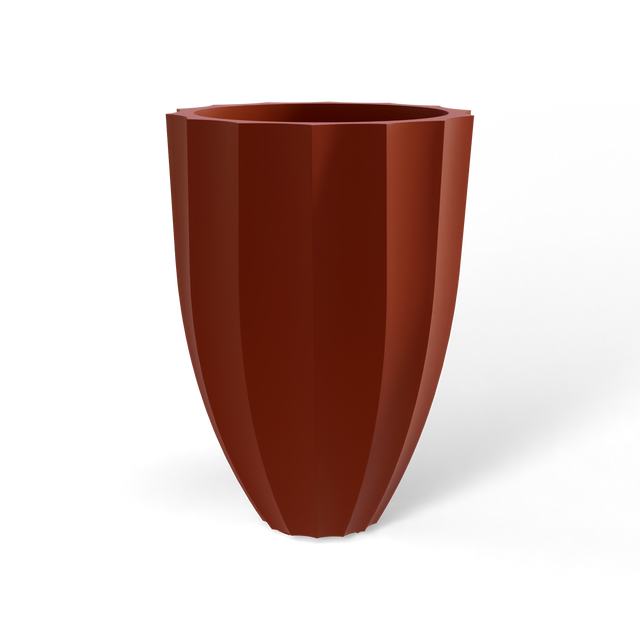 Alicante fluted fiberglass planter in Matte Terra Cotta, studio render