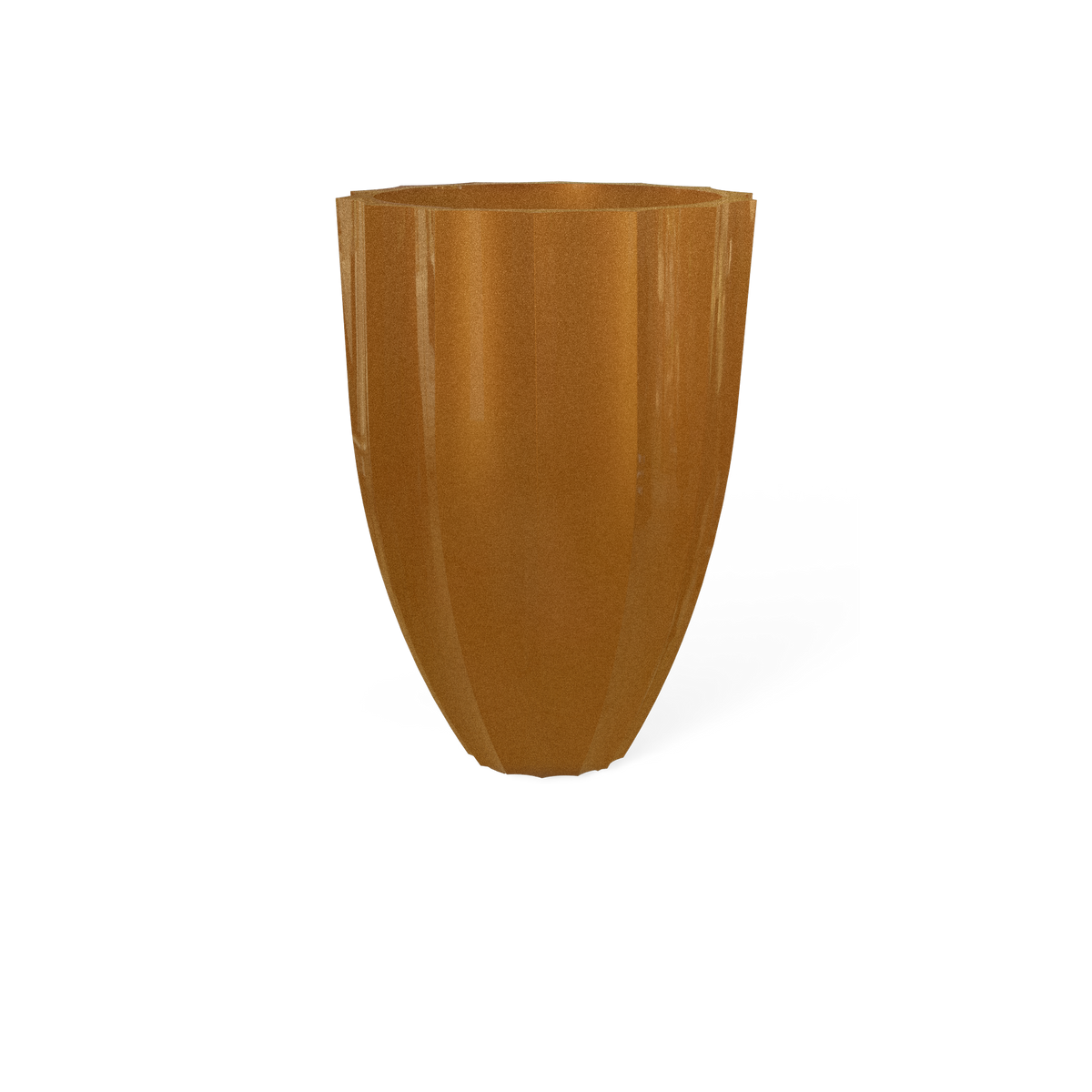 Alicante fluted fiberglass planter in Metallic Bronze