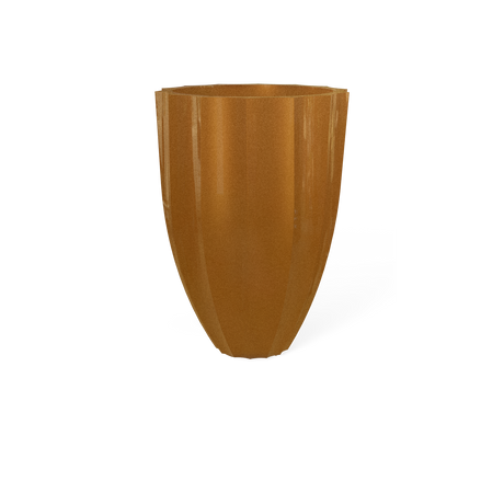 Alicante fluted fiberglass planter in Metallic Bronze