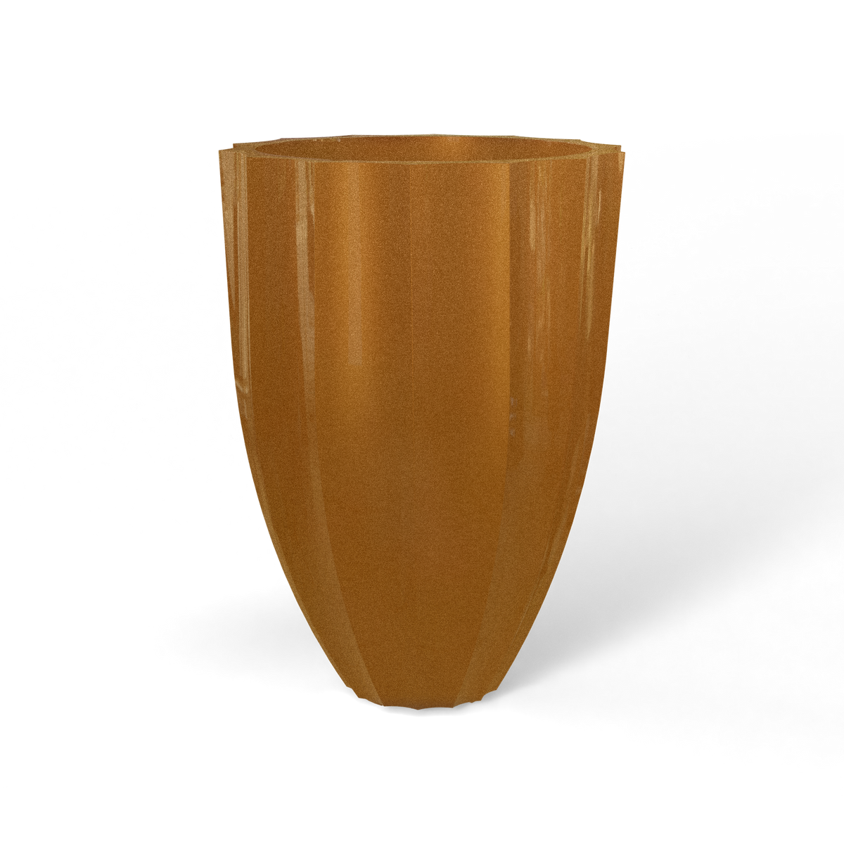 Alicante fluted fiberglass planter in Metallic Bronze, studio render