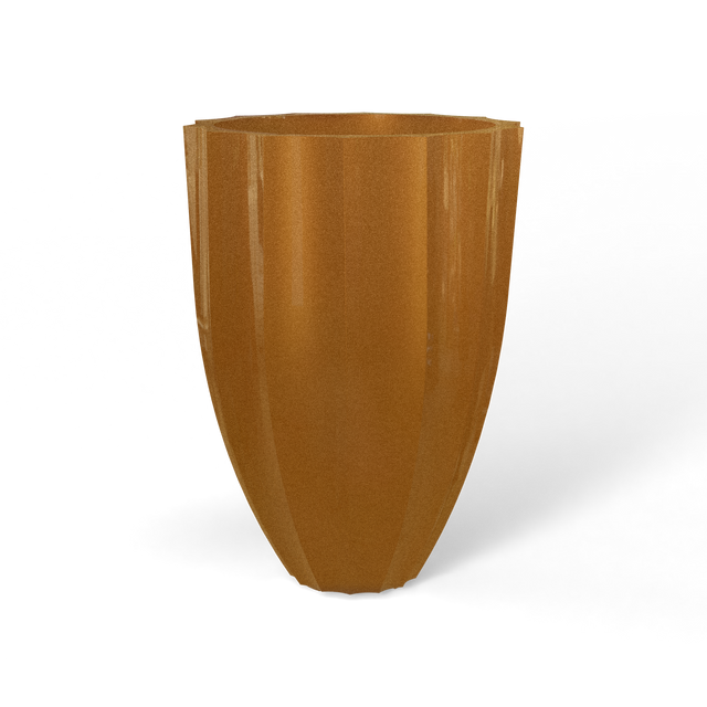 Alicante fluted fiberglass planter in Metallic Bronze, studio render