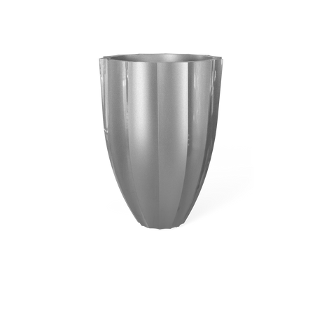 Alicante fluted fiberglass planter in Metallic Silver