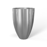 Alicante fluted fiberglass planter in Metallic Silver, studio render