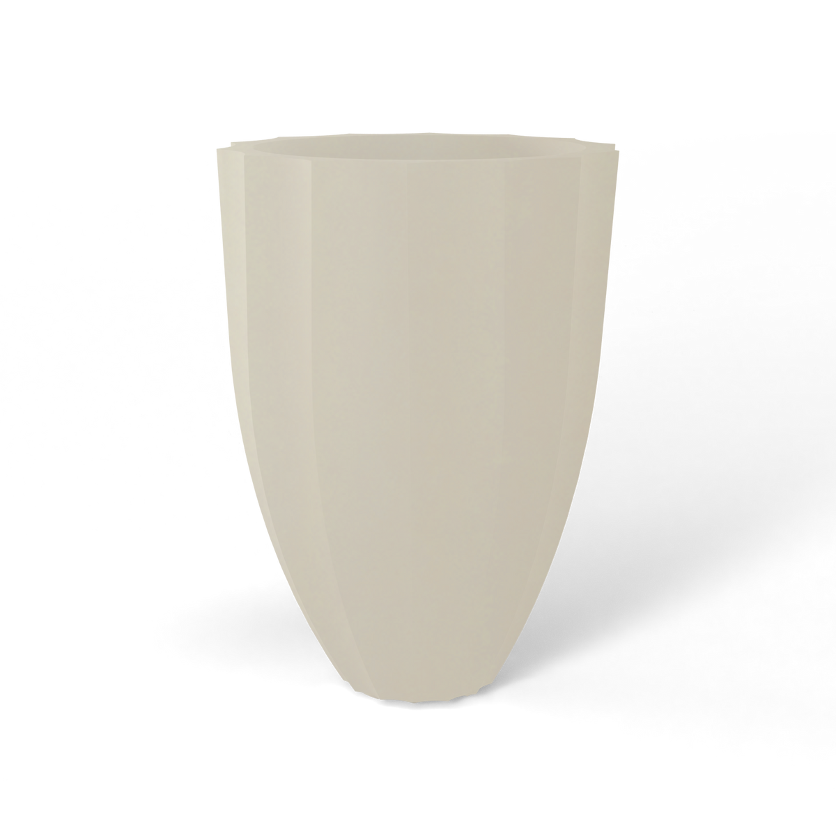 Alicante fluted fiberglass planter in Satin Beige, studio render