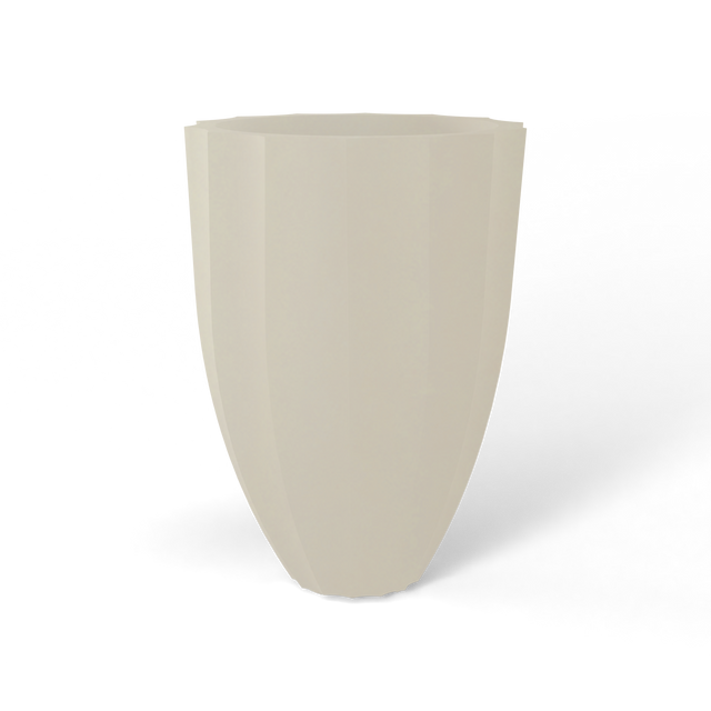Alicante fluted fiberglass planter in Satin Beige, studio render