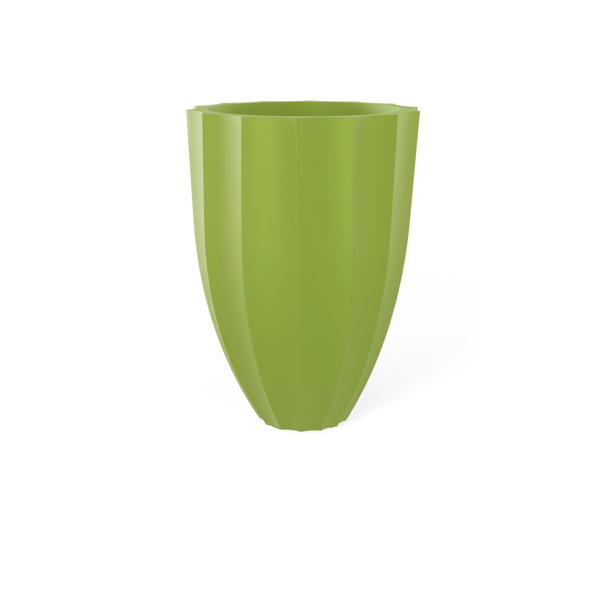 Alicante fluted fiberglass planter in Satin Green