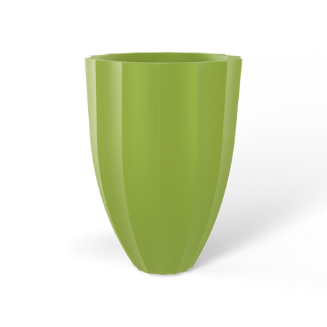 Alicante fluted fiberglass planter in Satin Green, studio render