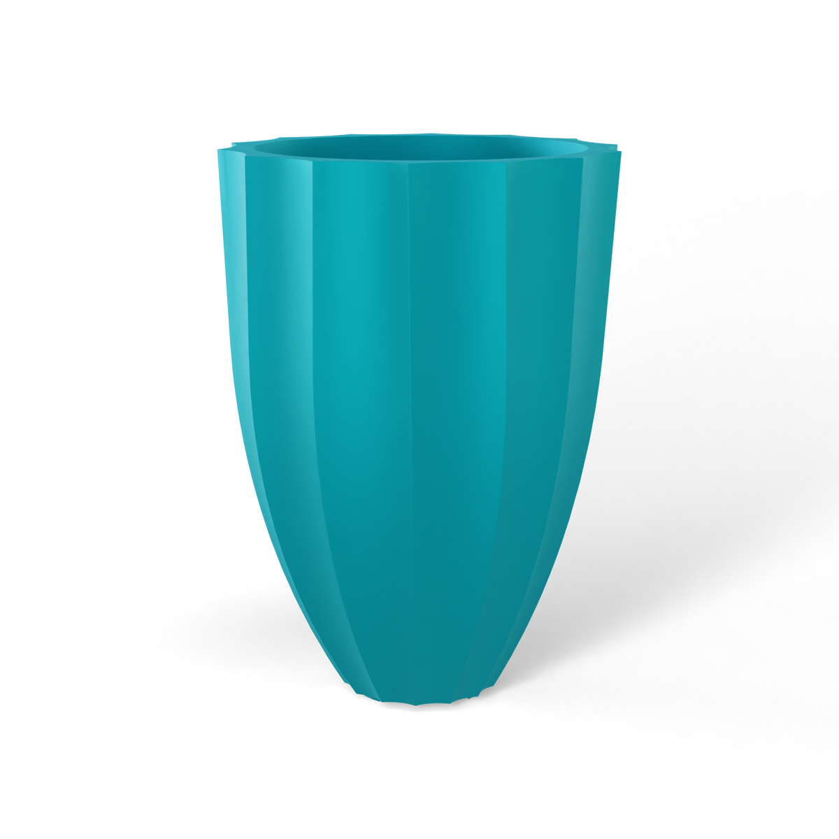 Alicante fluted fiberglass planter in Satin Seafoam Green, studio render