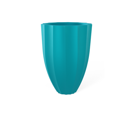Alicante fluted fiberglass planter in Satin Seafoam Green