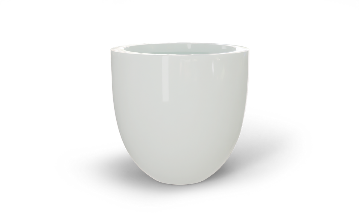 Alzira bowl fiberglass planter in Gloss Bright White