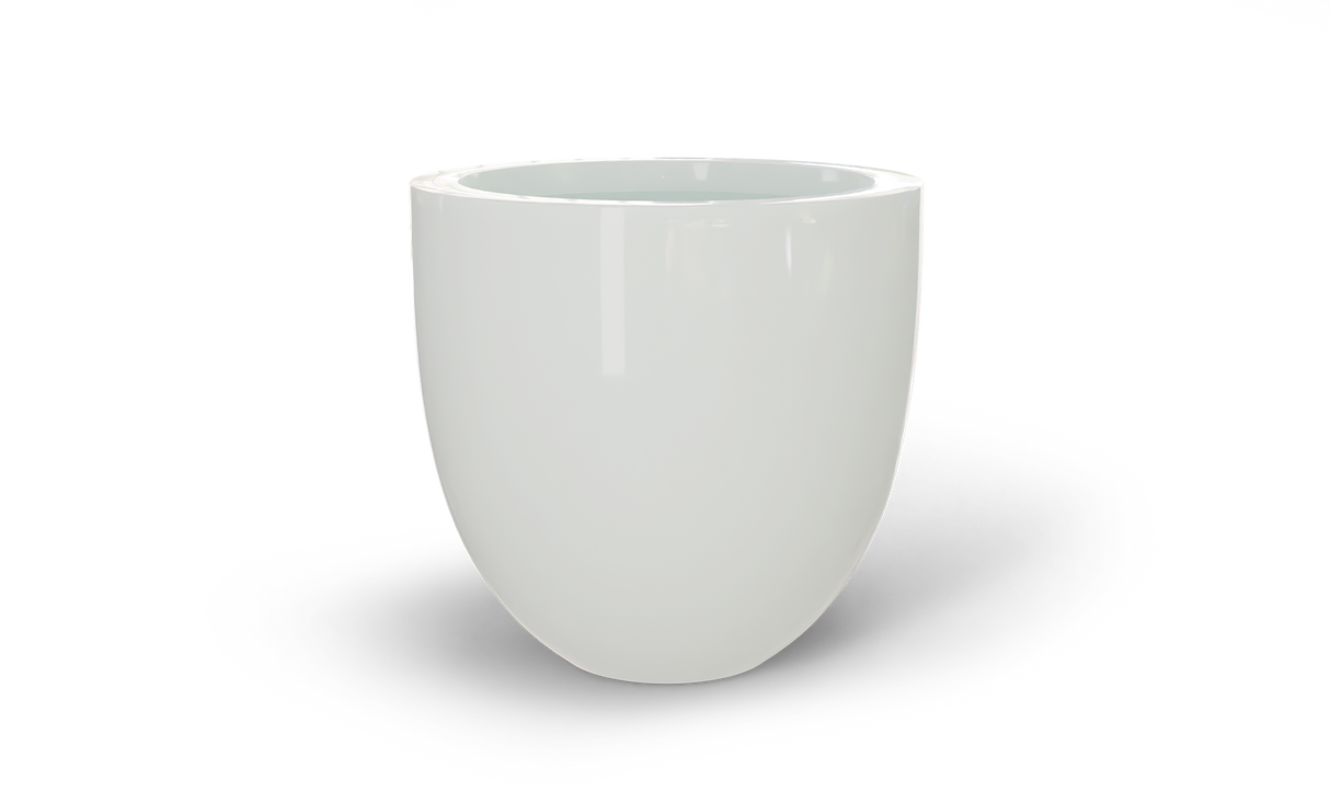 Alzira bowl fiberglass planter in Gloss Bright White