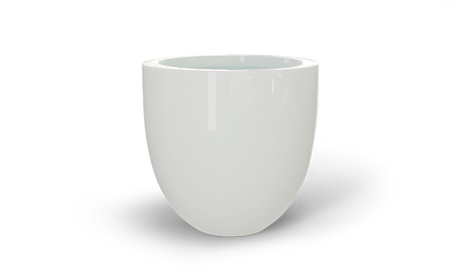 Alzira bowl fiberglass planter in Gloss Bright White