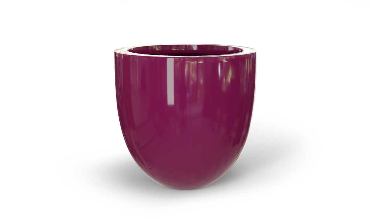 Alzira bowl fiberglass planter in Gloss Eggplant