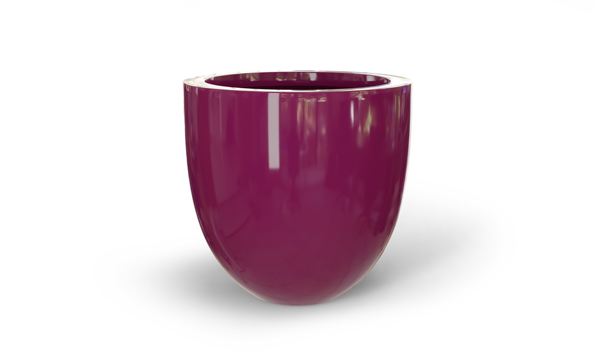Alzira bowl fiberglass planter in Gloss Eggplant