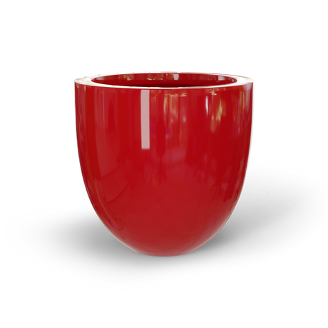 Alzira bowl fiberglass planter in Gloss Red, studio render