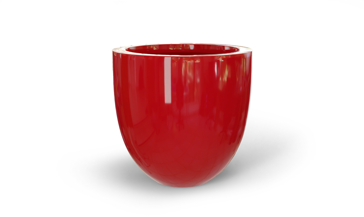 Alzira bowl fiberglass planter in Gloss Red
