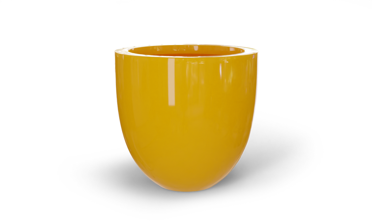 Alzira bowl fiberglass planter in Gloss Saffron