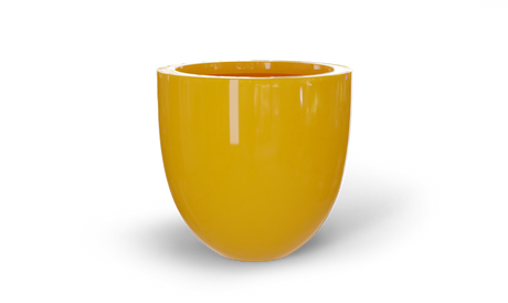 Alzira bowl fiberglass planter in Gloss Saffron