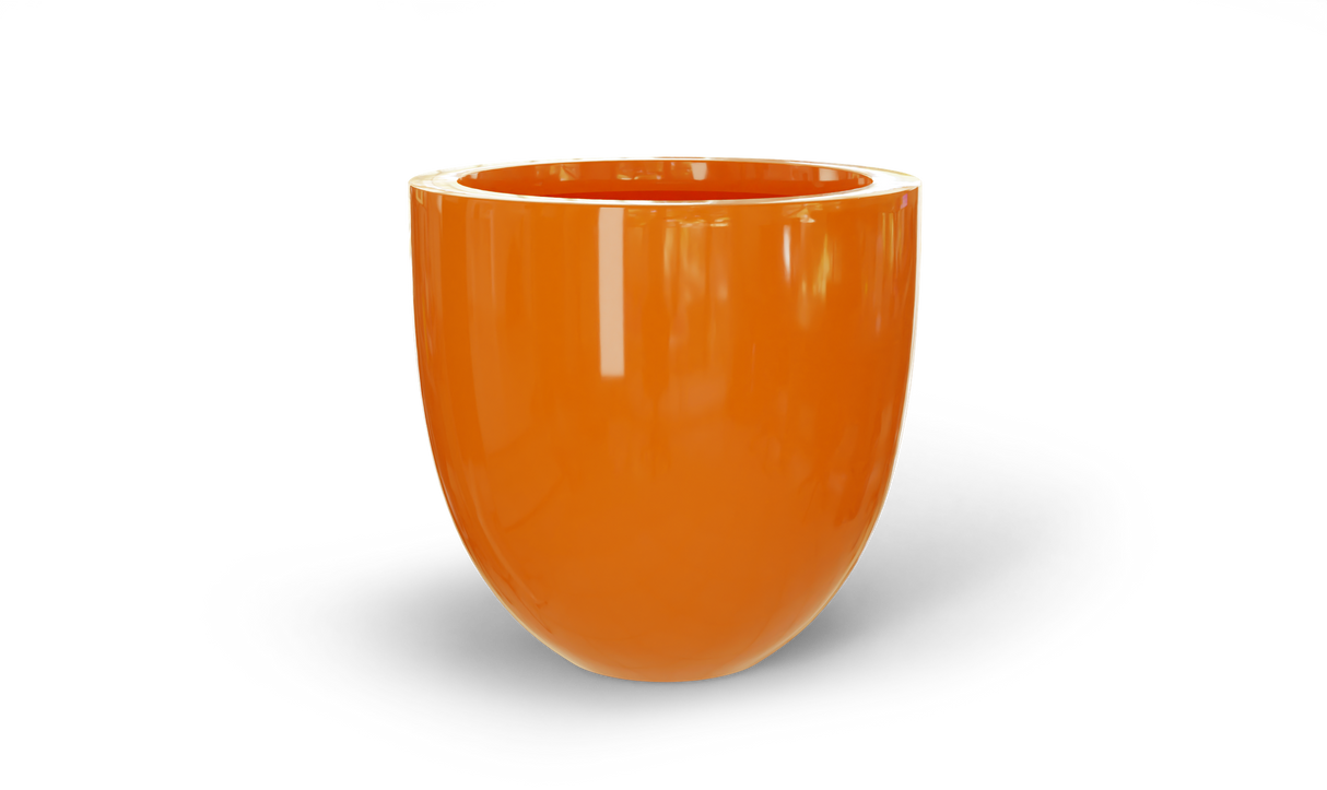 Alzira bowl fiberglass planter in Gloss Tangerine