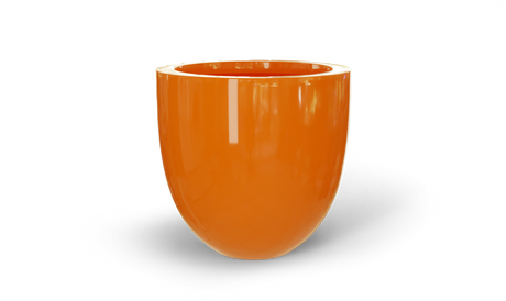 Alzira bowl fiberglass planter in Gloss Tangerine