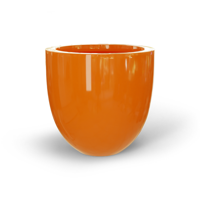 Alzira bowl fiberglass planter in Gloss Tangerine, studio render