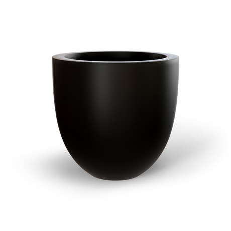 Alzira bowl fiberglass planter in Matte Black, studio render