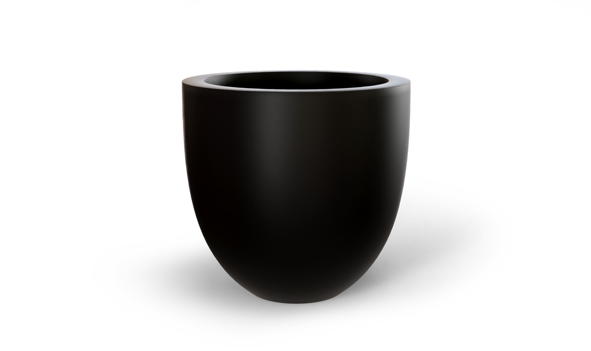 Alzira bowl fiberglass planter in Matte Black