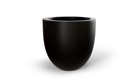 Alzira bowl fiberglass planter in Matte Black