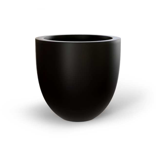 Alzira bowl fiberglass planter in Matte Black, studio render